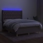 vidaXL Cama box spring colchón y luces LED tela gris taupe 140x190 cm vidaXL Cama box spring colchón y luces LED tela gris taupe 140x190 cm