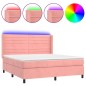 vidaXL Cama box spring colchón y LED terciopelo rosa 160x200 cm vidaXL Cama box spring colchón y LED terciopelo rosa 160x200 cm