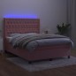vidaXL Cama box spring colchón y LED terciopelo rosa 140x190 cm vidaXL Cama box spring colchón y LED terciopelo rosa 140x190 cm