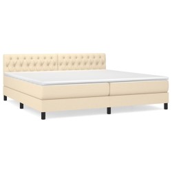 vidaXL Cama box spring con colchón tela color crema 200x200 cm