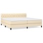 vidaXL Cama box spring con colchón tela color crema 200x200 cm vidaXL Cama box spring con colchón tela color crema 200x200 cm