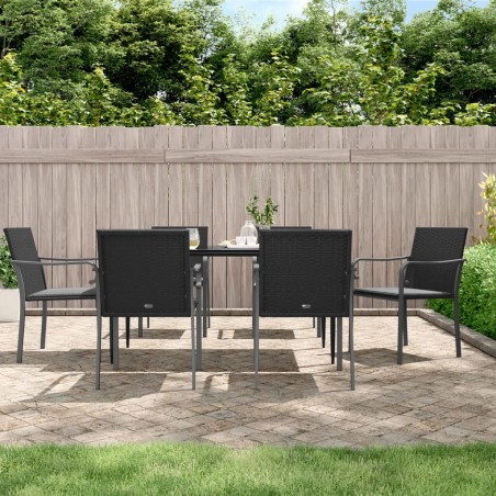 vidaXL Juego comedor jardín 7 piezas y cojines ratán sintético y acero
