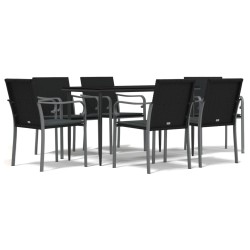 vidaXL Juego comedor jardín 7 piezas y cojines ratán sintético y acero
