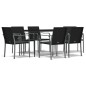 vidaXL Juego comedor jardín 7 piezas y cojines ratán sintético y acero vidaXL Juego comedor jardín 7 piezas y cojines ratán sintético y acero