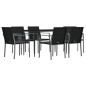 vidaXL Juego comedor jardín 7 piezas y cojines ratán sintético y acero vidaXL Juego comedor jardín 7 piezas y cojines ratán sintético y acero
