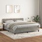 vidaXL Cama box spring con colchón terciopelo gris claro 160x200 cm