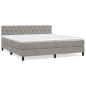 vidaXL Cama box spring con colchón terciopelo gris claro 160x200 cm