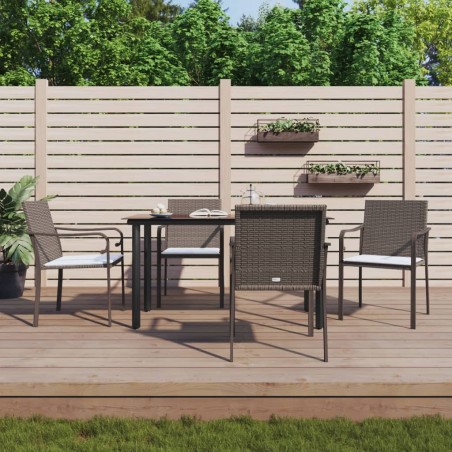 vidaXL Juego comedor jardín 5 piezas y cojines ratán sintético y acero