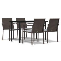 vidaXL Juego comedor jardín 5 piezas y cojines ratán sintético y acero