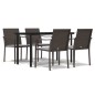 vidaXL Juego comedor jardín 5 piezas y cojines ratán sintético y acero vidaXL Juego comedor jardín 5 piezas y cojines ratán sintético y acero