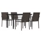 vidaXL Juego comedor jardín 5 piezas y cojines ratán sintético y acero vidaXL Juego comedor jardín 5 piezas y cojines ratán sintético y acero