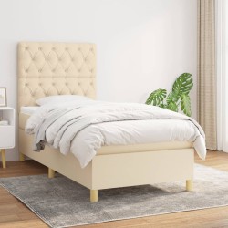 vidaXL Cama box spring con colchón tela color crema 80x200 cm