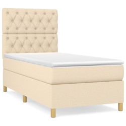 vidaXL Cama box spring con colchón tela color crema 80x200 cm