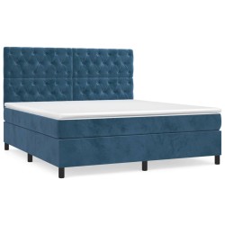 vidaXL Cama box spring con colchón terciopelo azul oscuro 160x200 cm