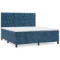 vidaXL Cama box spring con colchón terciopelo azul oscuro 160x200 cm vidaXL Cama box spring con colchón terciopelo azul oscuro 160x200 cm