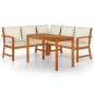 vidaXL Juego comedor de jardín 4 pzas con cojines madera maciza acacia