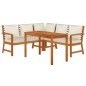 vidaXL Juego comedor de jardín 4 pzas con cojines madera maciza acacia