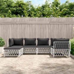 vidaXL Juego de muebles de jardín 6 piezas con cojines acero blanco