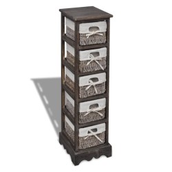 vidaXL Estantería con 5 cestas tejidas madera marrón 