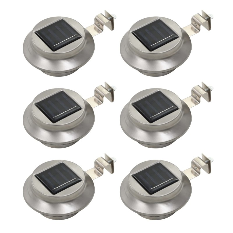 vidaXL Lámparas solares de exterior LED redondas 6 uds 12 cm blanco vidaXL Lámparas solares de exterior LED redondas 6 uds 12 cm blanco