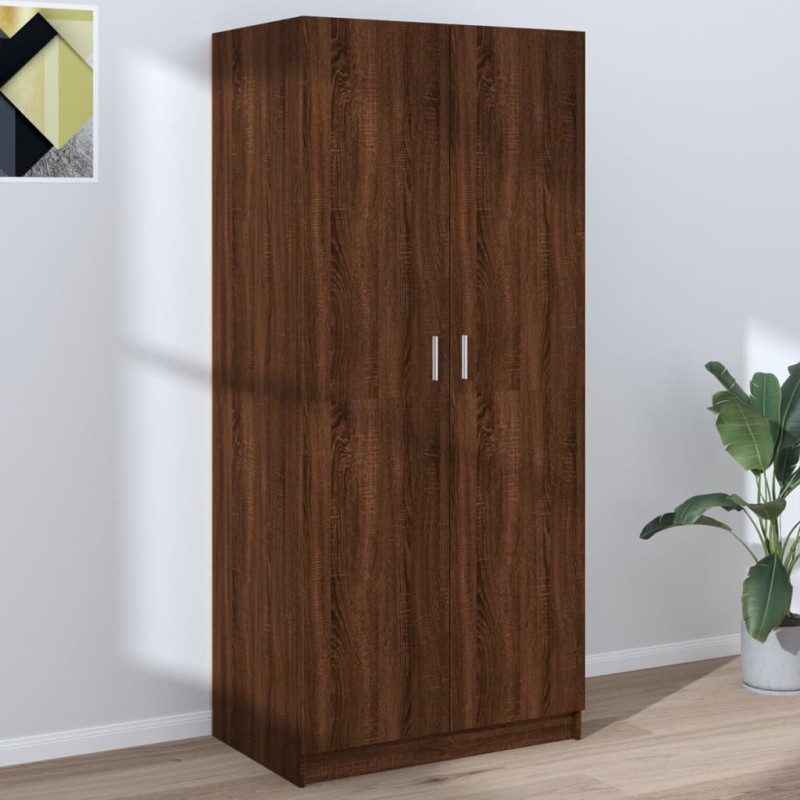 vidaXL Armario madera contrachapada color roble marrón 80x52x180 cm vidaXL Armario madera contrachapada color roble marrón 80x52x180 cm