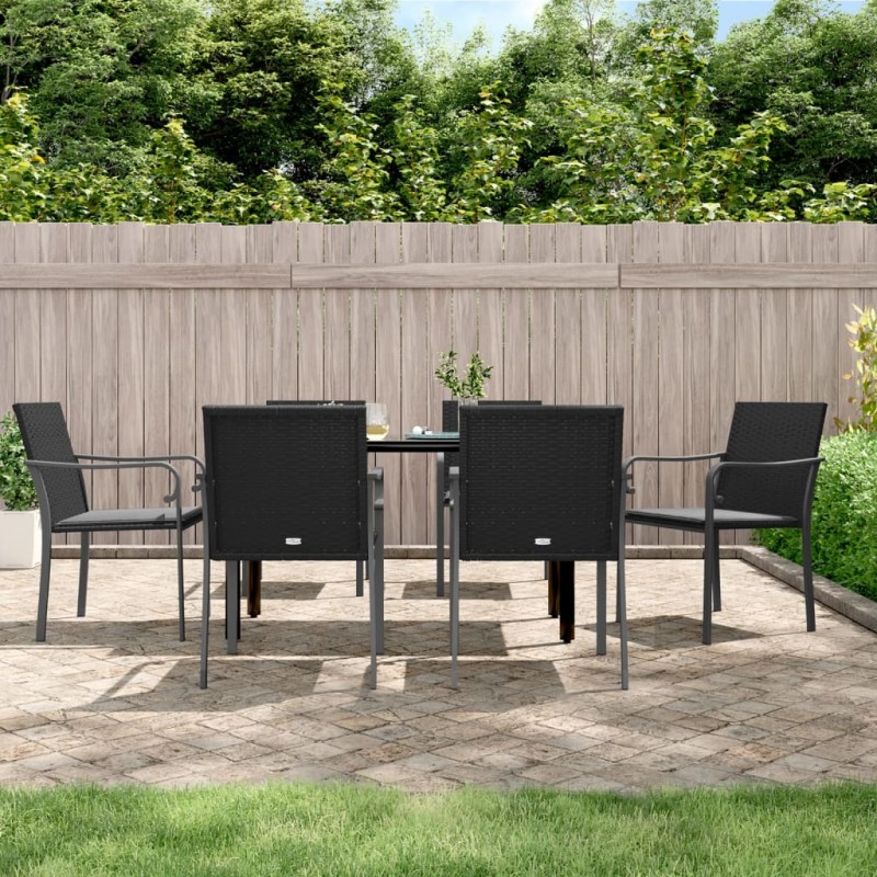 vidaXL Juego comedor jardín 7 piezas y cojines ratán sintético y acero