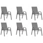 vidaXL Sillas de jardín apilables 6 unidades textilene gris vidaXL Sillas de jardín apilables 6 unidades textilene gris