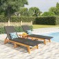 vidaXL Tumbonas 2 uds ratán y madera maciza acacia marrón y negro vidaXL Tumbonas 2 uds ratán y madera maciza acacia marrón y negro