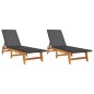 vidaXL Tumbonas 2 uds ratán y madera maciza acacia marrón y negro vidaXL Tumbonas 2 uds ratán y madera maciza acacia marrón y negro