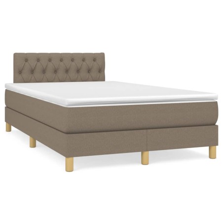 vidaXL Cama box spring con colchón y LED tela gris taupe 120x190 cm