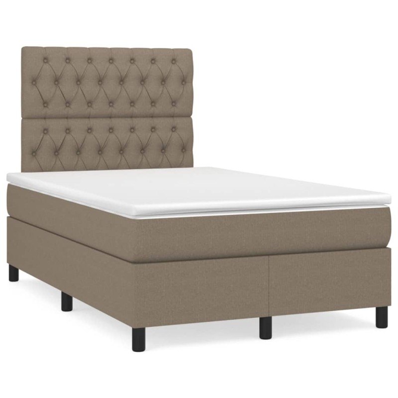 vidaXL Cama box spring con colchón y LED tela gris taupe 120x190 cm
