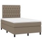 vidaXL Cama box spring con colchón y LED tela gris taupe 120x190 cm