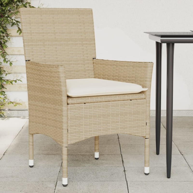 vidaXL Sillones de jardín con cojines 2 uds ratán sintético beige vidaXL Sillones de jardín con cojines 2 uds ratán sintético beige