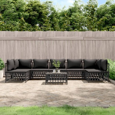 vidaXL Juego de muebles de jardín 8 pzas con cojines acero antracita