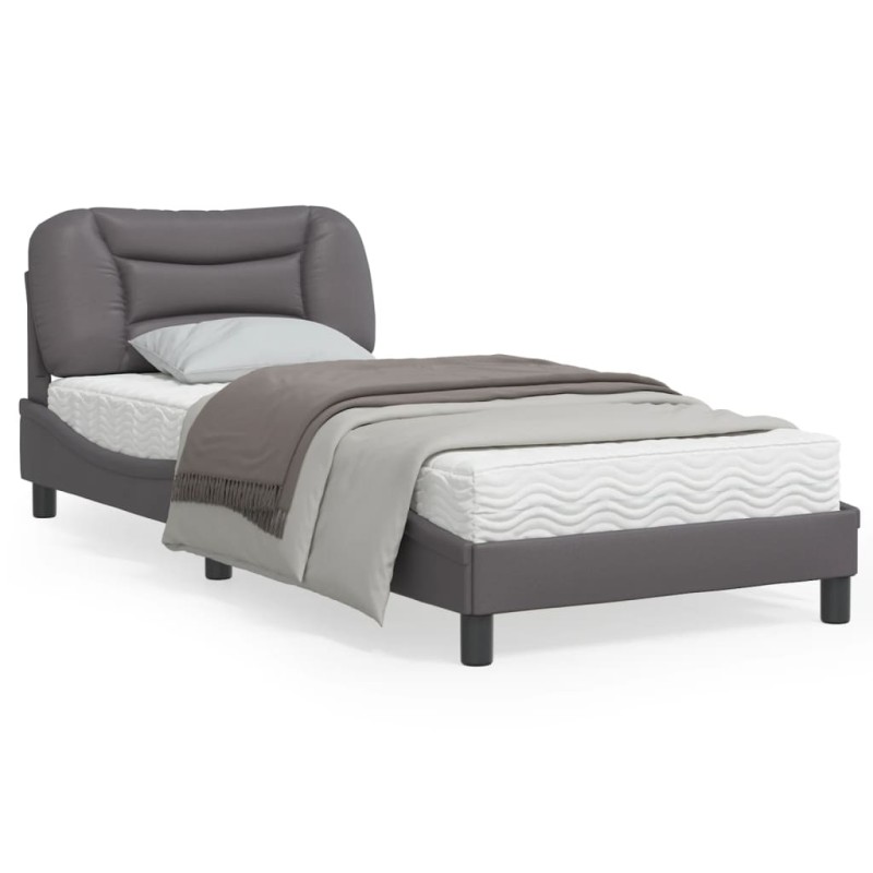 vidaXL Estructura de cama con luces LED cuero sintético gris 80x200 cm vidaXL Estructura de cama con luces LED cuero sintético gris 80x200 cm