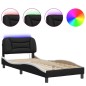 vidaXL Estructura cama con LED cuero sintético negro y blanco 90x190cm vidaXL Estructura cama con LED cuero sintético negro y blanco 90x190cm