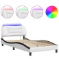 vidaXL Estructura cama con LED cuero sintético blanco negro 100x200 cm vidaXL Estructura cama con LED cuero sintético blanco negro 100x200 cm
