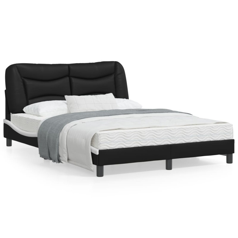 vidaXL Estructura cama con LED cuero sintético negro blanco 120x200 cm vidaXL Estructura cama con LED cuero sintético negro blanco 120x200 cm