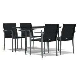 vidaXL Juego comedor jardín 5 piezas y cojines ratán sintético y acero