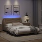 vidaXL Estructura de cama con LED cuero sintético capuchino 140x200 cm vidaXL Estructura de cama con LED cuero sintético capuchino 140x200 cm