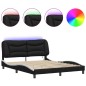 vidaXL Estructura de cama con luz LED cuero PE negro blanco 160x200 cm vidaXL Estructura de cama con luz LED cuero PE negro blanco 160x200 cm