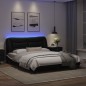 vidaXL Estructura de cama con luz LED cuero PE negro blanco 160x200 cm vidaXL Estructura de cama con luz LED cuero PE negro blanco 160x200 cm