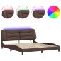 vidaXL Estructura de cama con luz LED cuero sintético marrón 180x200cm vidaXL Estructura de cama con luz LED cuero sintético marrón 180x200cm