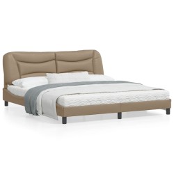 vidaXL Estructura de cama con luz LED cuero PE capuchino 180x200 cm
