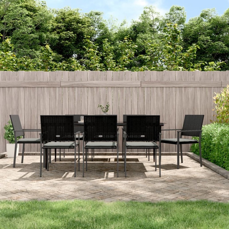 vidaXL Juego comedor jardín 9 piezas y cojines ratán sintético y acero vidaXL Juego comedor jardín 9 piezas y cojines ratán sintético y acero