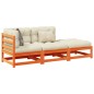 vidaXL Set de sofás jardín 3 pzas con cojines madera pino marrón cera vidaXL Set de sofás jardín 3 pzas con cojines madera pino marrón cera