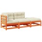 vidaXL Set de sofás jardín 3 pzas con cojines madera pino marrón cera vidaXL Set de sofás jardín 3 pzas con cojines madera pino marrón cera