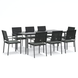 vidaXL Juego comedor jardín 9 piezas y cojines ratán sintético y acero