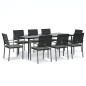 vidaXL Juego comedor jardín 9 piezas y cojines ratán sintético y acero vidaXL Juego comedor jardín 9 piezas y cojines ratán sintético y acero