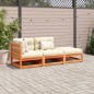 vidaXL Set de sofás jardín 3 pzas con cojines madera pino marrón cera vidaXL Set de sofás jardín 3 pzas con cojines madera pino marrón cera